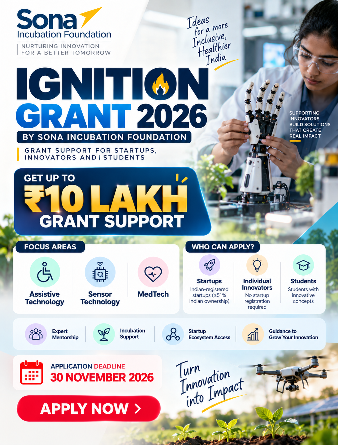 IGNITION GRANT 2026 – Sona Incubation Foundation